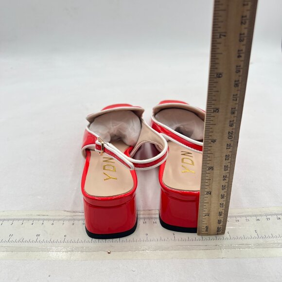 YDN Red Square Toe Block Low Heels Slingback Formal Loafer Dressy Office Pump - Picture 5 of 8